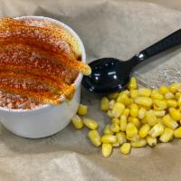 Amazing Corn · Corn, butter, mayo, Cotija cheese, and paprika.