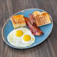 The Early Bird · 2 eggs to cooked to order, hash browns, choice of breakfast meat and toast. Add an egg for a...