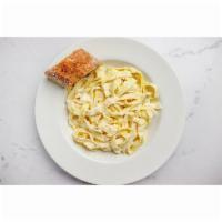 Fettuccine Alfredo Pasta · Fettucine noodles, rich cream sauce,
with imported Parmesan cheese, butter and cream.
Topped...