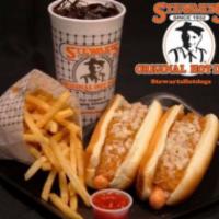 2 Hot Dog Combo (2 hot dogs, fries, or onion rings and large drink) · In SPECIAL INSTRUCTIONS: Please give us the breakdown of how you want your hot dogs made. Ex...