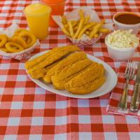 Fish Fillet and Side · Farm-raised boneless catfish, tilapia or perch fillet prepared fresh to order in hundred per...