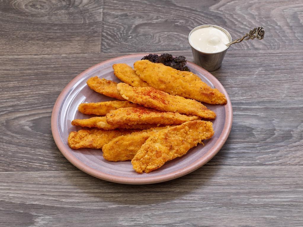 10 Piece Chicken Strips · Crispy breaded chicken breast and served with ranch dressing. 