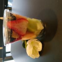 Fruit Cup · Fresh sliced fruit...pineapple, strawberries, blueberries, cantaloupe and honeydew melon
