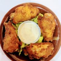 chicken wings (4pcs)  · fried wings with a side of ranch 