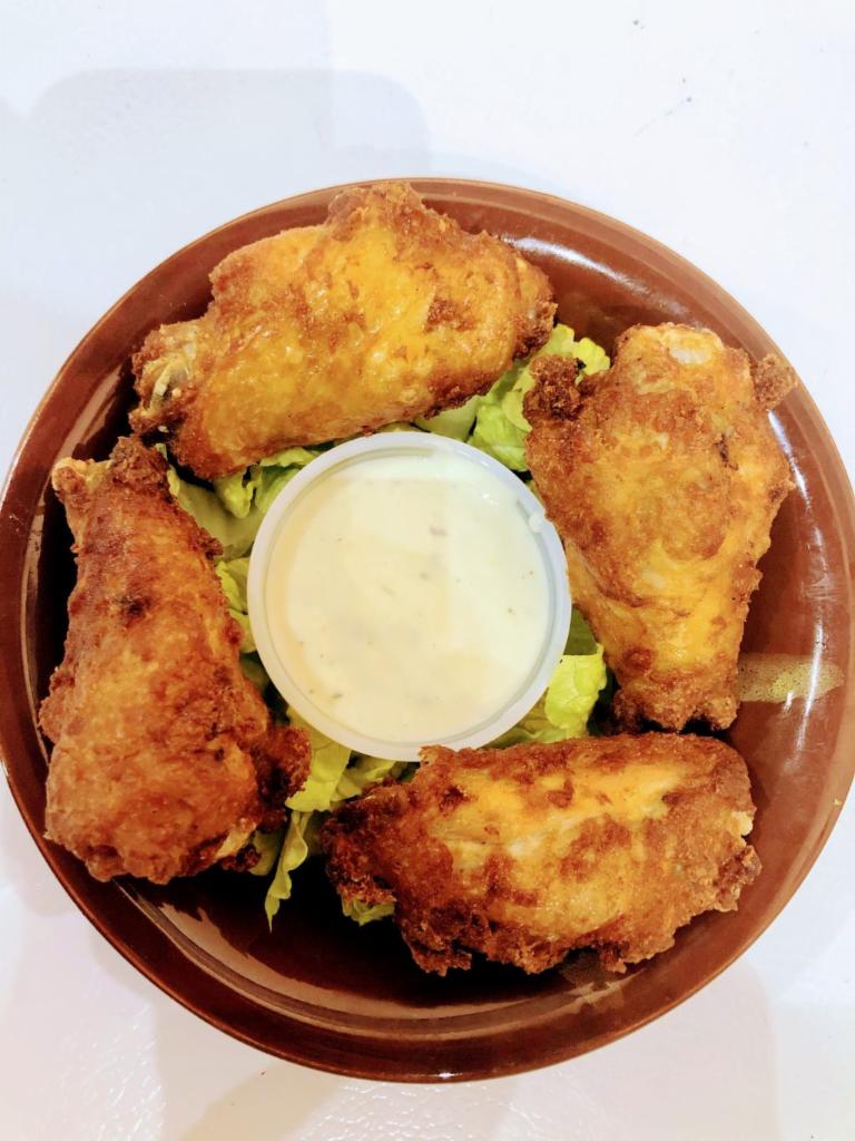 chicken wings (4pcs)  · fried wings with a side of ranch 