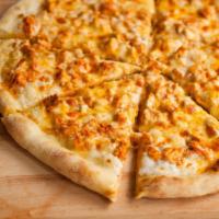 Buffalo Chicken Pizza · Grilled chicken breast, hot sauce, blended mozzarella and Gorgonzola cheese.