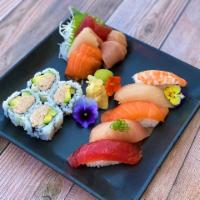 Sushi Sashimi Bluecrab Special · 5 pieces sushi (tuna, salmon, yellowtail, albacore, shrimp) with 6 pieces sashimi, 4 pieces ...