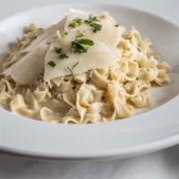 Fettucine Alfredo ·  Housemade pasta and Parmigiano reggiano served - Roman or American Style  . . .   (chef sug...