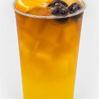 Southern Sunset Fruit Tea · House specialty fruity sweet tea. A layered blend of a house fruit tea and topped with black...
