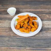 Our Famous Chicken Tenders · Thick strips of chicken breast, hand battered to order and your choice of sauce.