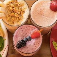 Hawaiian Cooler Protein Shake · Banana, strawberry, mango chunks, pineapple juice and 23 grams of strawberry whey protein.