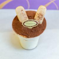 Tiramisu Pastry · Cup. Coffee cake filled with a layer of delicate tiramisu cream (made with mascarpone cheese...