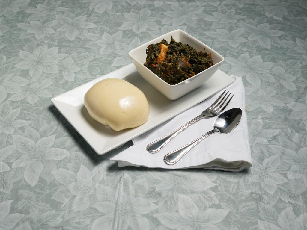 4. Vegetable Stew · Served with pounded yam or garri. A rich stew made with spinach, onion, red bell peppers, and a combination of meat or fish.