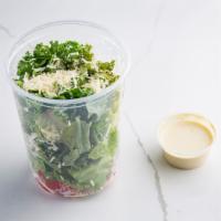 Romaine Kale Caesar Salad Shakers · Romaine, kale, tomatoes, Parmesan, caesar dressing.