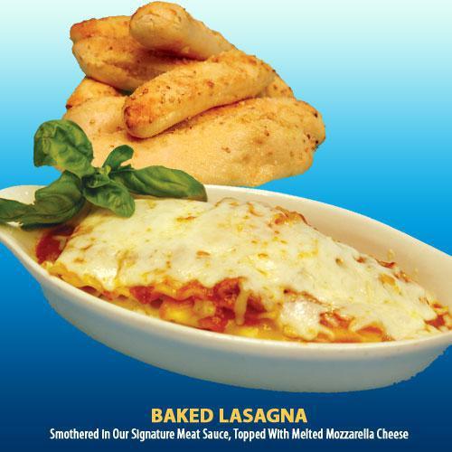 Cheese Lasagna · Blend of mozzarella, ricotta, and Romano cheeses. Smothered in our signature meat sauce, topped with melted mozzarella cheese. 