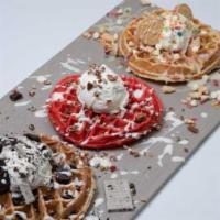 Astonishinghly good cake Batter Waffle · Every bite will have your experiencing that m. and that ooh. Available is fruity pebbles, re...
