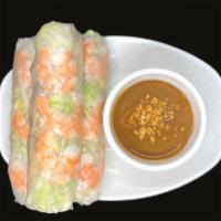 Fresh Spring Rolls - Goi Cuon · Fresh clear rice paper wrapped spring rolls. Comes with your choice of protein. assorted fre...