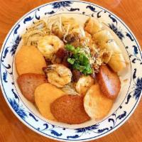 35. Bun Cha Gio · Rice vermicelli with fried pork & shrimp Egg Rolls.