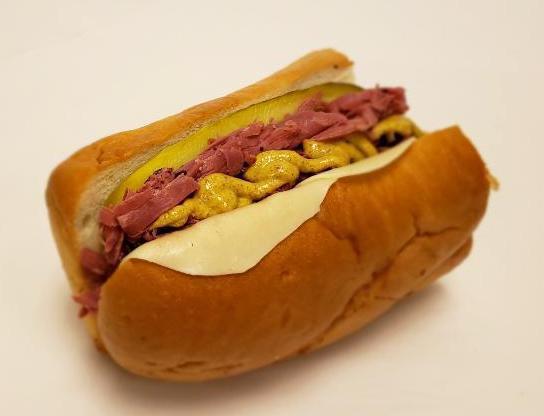 #18 Hot Pastrami · Specialty hot sub prepared with lean all beef Pastrami, Provolone Cheese, Mustard and kosher Pickle Spear.