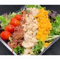 Chicken, Bacon, Ranch Salad Bowl · Chicken, bacon, cheddar cheese, cherry tomatoes, spring mix and a large side of ranch dressing