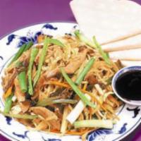 88. Large Moo Shu Chicken · Served with 5 pancakes.
