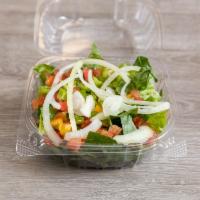House Salad · Romaine lettuce, tomato, onion, green pepper & your choice of dressing.