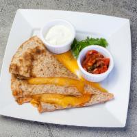 3 Cheese Quesadilla · Made with a 3 cheese blend. Served with sour cream and salsa.