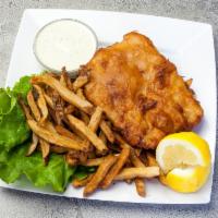 Fish and Chips · Beer-battered cod filet, house-cut fries and house tartar sauce.