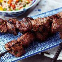 1 lb. Beef Kabob · Fillet mignon cubes served with rice, salad, pita bread and sauce