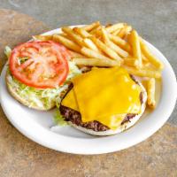Cheeseburger Combo · Served with french fries and can soda.