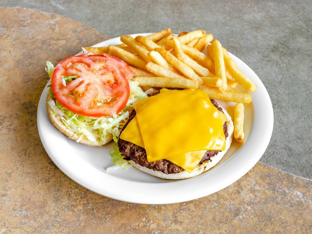 Cheeseburger Combo · Served with french fries and can soda.