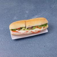 Italian Sub · Salami, pepperoni, ham, provolone cheese, lettuce, tomato, roasted pepper, red vinegar and o...