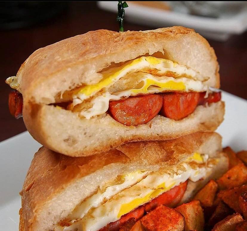 Sausage Eggs & Cheese Breakfast Sandwich · Beef sausage eggs and cheese.