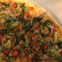 Vegetable Pizza · Mushrooms, spinach,eggplant, tomato and broccoli.