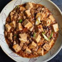 Bean Curd with Ground Pork · Served with white rice. Spicy.