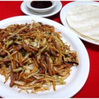 Moo Shu Pork · Served with 5 pancakes and rice.