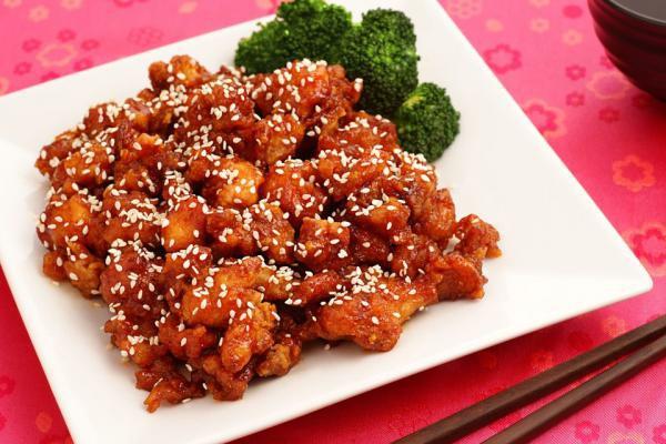 C10. Sesame Chicken · Served with white rice. Spicy.