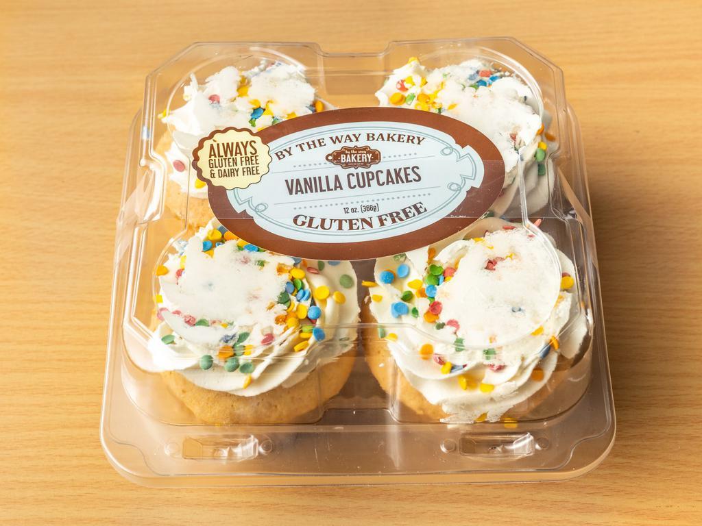 Gluten Free Vanilla Cupcakes · Package of 4 delicious gluten free and dairy free vanilla cupcakes.