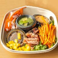 Fork, Bowl, Fork and Poke Bowl · Organic brown rice, tuna , spring mix, kale, carrots, mango, avacado, scallions, sesame seed...