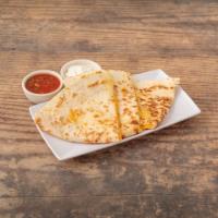 Jack and Cheddar Quesadilla Plate · Served with side sour cream and salsa rojo.