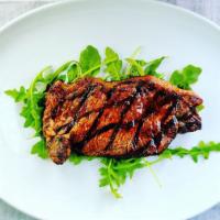 Classic New York Steak Dinner · Marinated, center cut, grilled, tender, New York strip steak, served with a choice of two ve...