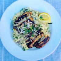Grilled Chicken Alfredo Linguine · House seasoned, grilled to perfection, tender, succulent, smoky charred chicken thighs over ...