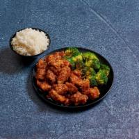 136. General Tso's Chicken · Served with white rice. Hot and spicy.