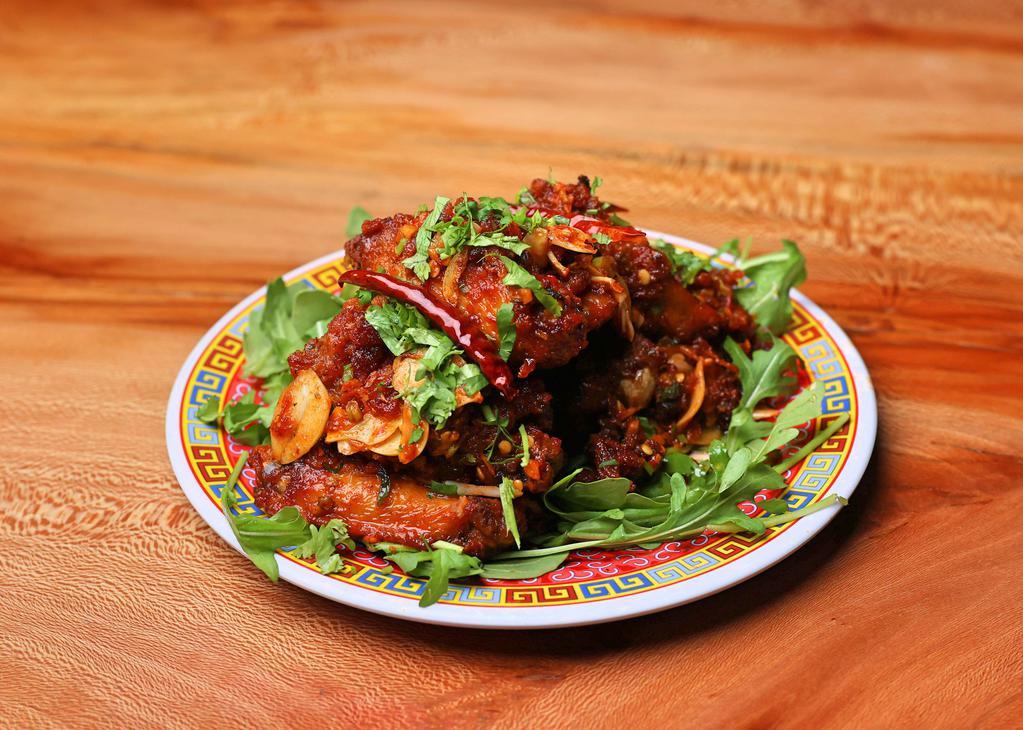 DRY SICHUAN PEPPERCORN WINGS (8) OR (12) · SPICY, CRISPY, HOT SICHUAN CHICKEN WINGS