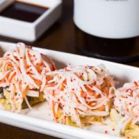 Met Roll · Chopped crab, cucumber and spicy mayo topped on deep fried spicy tuna roll.