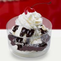 Regular Sundae · 2 scoops of vanilla ice cream, includes 1 topping and topped with whipped cream and cherry o...