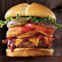 BBQ Tangler Burger · A blend of A.1. and BBQ sauce, cheddar cheese, applewood smoked bacon, crunchy onion tangler...