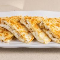 Chicken & Cheese Quesadilla Kids · 4 pieces flour tortilla with chicken & melted cheese.