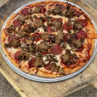 Jimmy's Favorite Pizza · Pepperoni, sausage & mushroom.