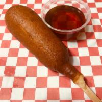 Pancake Sausage on a Stick · 1 premium sausage link on a stick, dipped in sweet pancake batter and later fried to perfect...